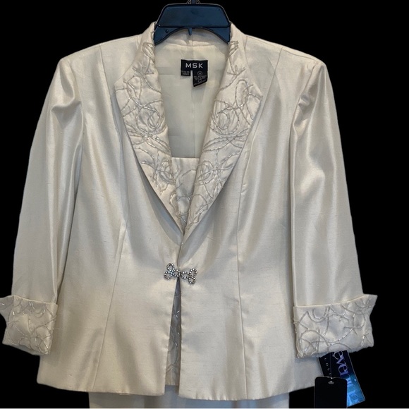 MSK Formal 2 Piece Dress with Matching Jacket 10 Ivory - Picture 1 of 9